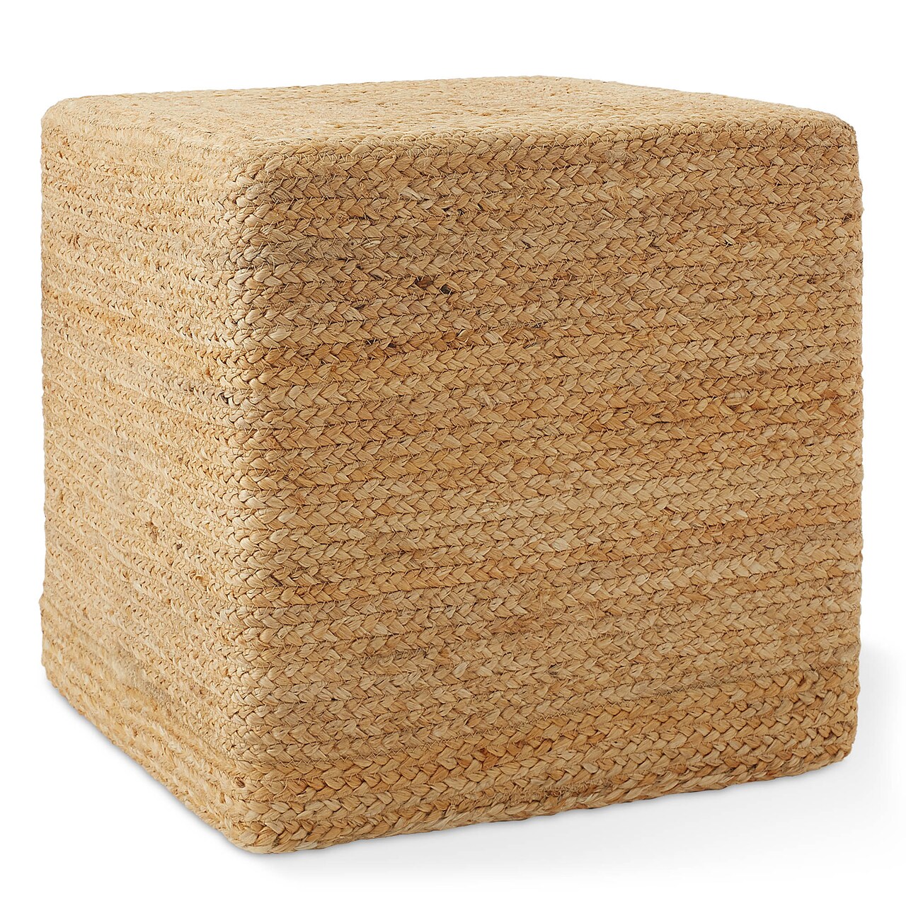 Casafield Hand-Braided Jute Pouf Ottoman Footrest, Natural Woven Boho Floor Cushion, Indoor Home Decor for Living Room, Bedroom, Entryway, Apartment
